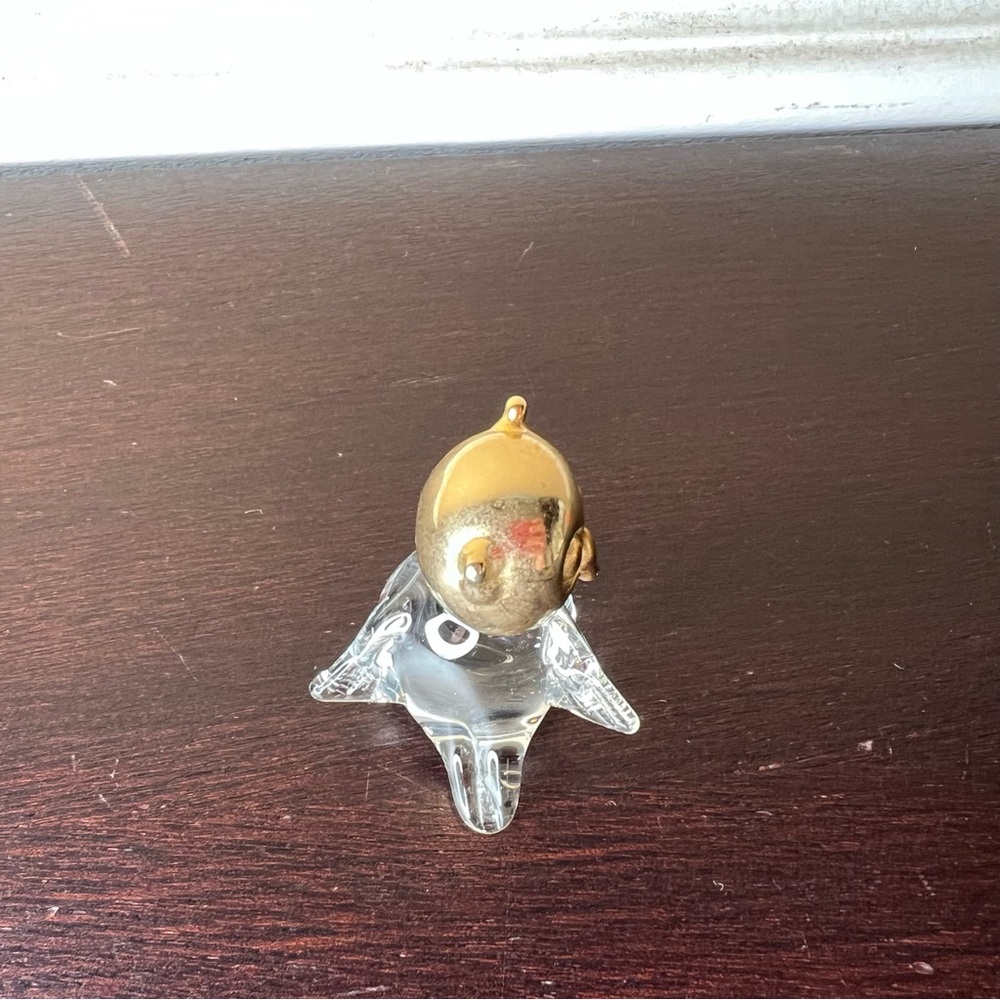 Vintage 1970’s Hand Blown Glass Owl w Gilt Gold Accent Figurine, Wisdom, Bird - Picture 6 of 7